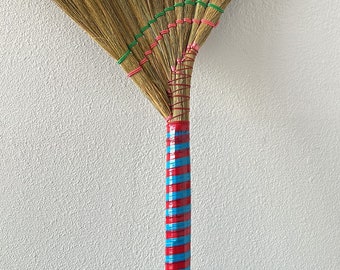 Handmade Asian Brooms - Made by Artisans in Vietnam - Straw Brooms, 40" Length - with Customized Handle Color