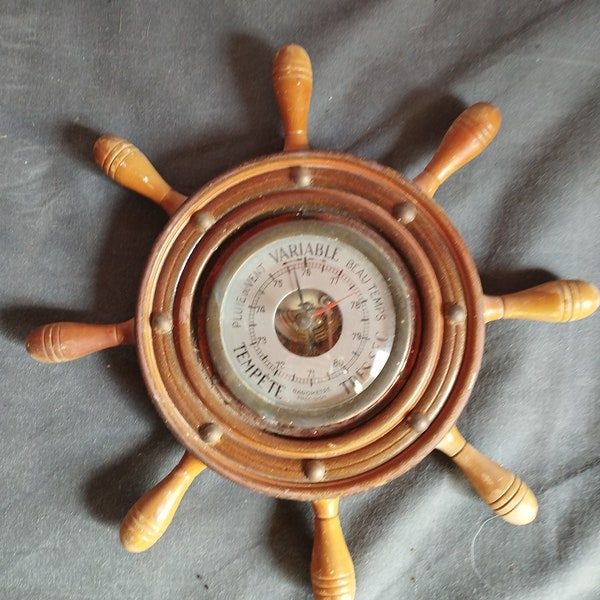 old small wooden barometer boat rudder