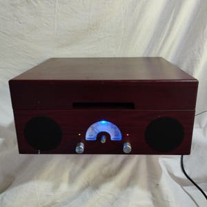 old vinyl record player retro style wooden radio