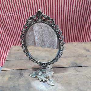 Antique Dressing Table Mirror - Tilting Brass Standing Table Mirror
