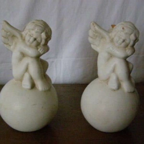 Ancienne paire d'anges -statuette - figurine en céramique