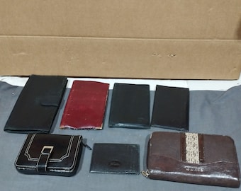 lot maroquinerie vintage : 7 portefeuilles et porte-monnaie en cuir