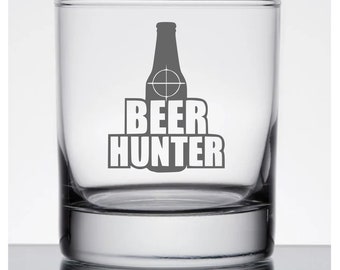 Beer Hunter Whiskey Glass/ Rocks Glass/ Highball Glass/ Cup + Free Gift