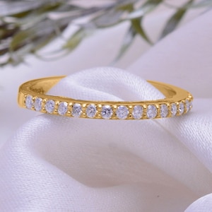 0.32 CTW Diamond Ring Eternity Ring, Micro Pave Ring Diamond Ring Band Ring, Wedding Ring, In 18K Solid Gold Ring Wedding Ring Gifts