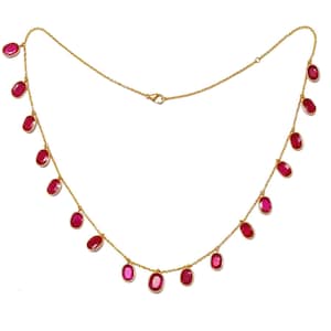 Natural Ruby Gold Chain Necklace, Solid 18K Gold Necklace, Oval Ruby Gold Necklace July Birthstone Minimalist Jewelry