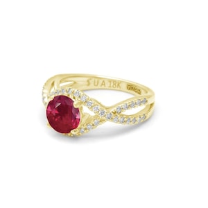 Natural Burma Ruby Ring In 18k Solid Gold Ring Diamond Ring, Women Ring Eternity Band Ring, Round Ruby Solitaire Ring, Engagement Ring