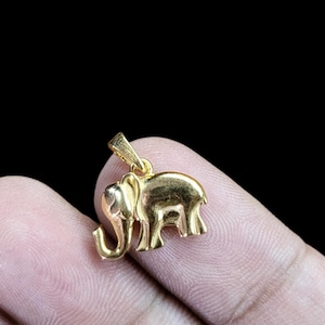 18k Solid Gold Elephant Pendant, Good Luck Charm Pendant, Dainty Gold Pendant, Animal Pendant, Minimalist, Everyday Jewelry Lucky Pendant