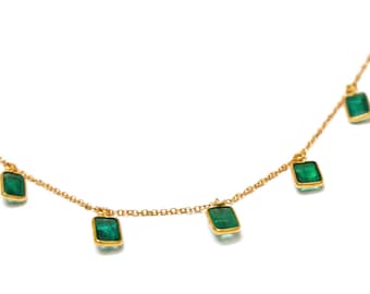 Natural Emerald Necklace For Women In 18k Solid Gold Necklace Emerald Necklace Gemstone Necklace May Birthstone Necklace Wedding Necklace