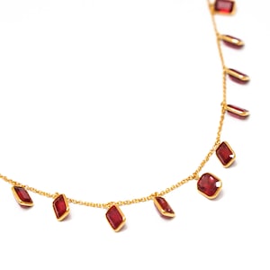 Natural Burma Ruby Necklace Genuine Ruby Necklace in 18k Gold July Birthstone Natural Ruby Jewelry Octagon Shape Ruby Necklace