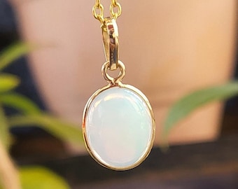 AAA Natural Ethiopian Opal Charm Pendant | 18K Solid Gold Pendant |  Genuine Pendant Opal Pendant | October Birthstone Gifts | Birthday Gift