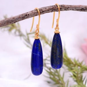 Lapis Lazuli Earring, In 18K Solid Gold Earrings, Gemstone Earrings Women Earring Boho Earring Gifts for Her Teardrop Earrings Wedding Gifts