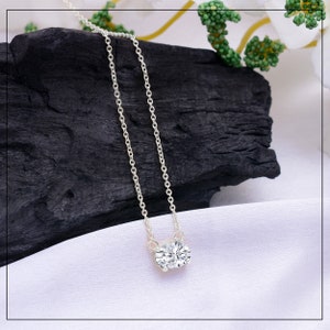 1.3 CT Moissanite Pendant Necklace Minimalist Pendant Necklace Handmade Necklace for Women 18k Solid Gold Pendant Necklace Bridesmaid Gifts
