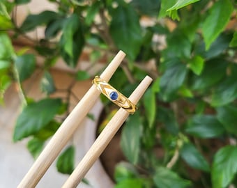 Sapphire Ring In 18k Solid Gold Ring Single Blue Sapphire Ring Solitaire Ring Gemstone Ring Women Ring September Birthstone Ring Gifts For