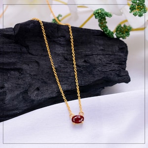 0.8 CTW Natural Ruby Pendant Necklace In 18k Solid Gold Necklace Gemstone Necklace July Birthstone Pendant Solitaire Pendant Wedding Gifts