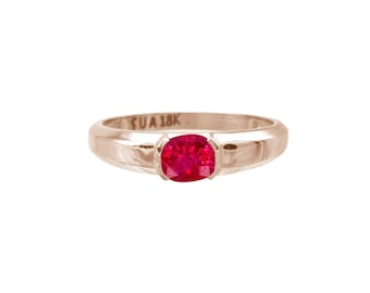 1.20 CTW Natural Burma Ruby Ring, 18k Gold Ring Handmade Cushion Cut Ruby Ring, Unique Wedding Ring, Birthday Gift Jewelry