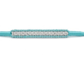 Diamond Thread Bracelet, Handmade Silver Diamond Bracelet, Turquoise Silk Thread Bracelet, Adjustable Statement Bracelet, Fine Jewelry Gift