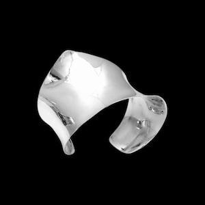 Geometric Silver Cuff Bracelet, Open Wide Cuff Bangle Bracelet, Antique Silver Bracelet for Women, Adjustable Modern Bracelet, Gift for Her