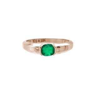 Natural Zambian Emerald Ring in 18k Solid Gold Cushion Shape Emerald Ring Handmade Ring May Birthstone Ring