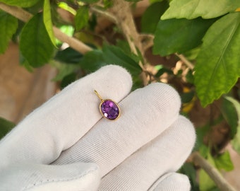 9th Amethyst Pendant, Purple Amethyst Pendant In 18k Solid Gold Pendant, February Birthstone Pendant, Gold Charm Pendant Women Pendant Gifts