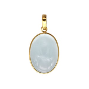 Natural Aquamarine Oval Cabochon Shape pendant in 18k Solid Yellow Gold For Women Bezel Setting Pendant March Birthstone Aquamarine jewelry