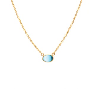0.8 CTW Oval Shape Necklace Natural Swiss Blue Topaz Necklace Minimalist Necklace, Solitaire Necklace, Easy To Wear, Birthday Gifts for Her