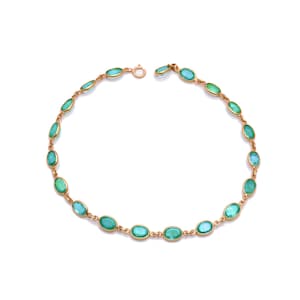 Natural Zambian Emerald Tennis link Bracelet in 18k Yellow Solid Gold Oval Shape Emerald Bracelet minimal link bracelet Charm Jewelry