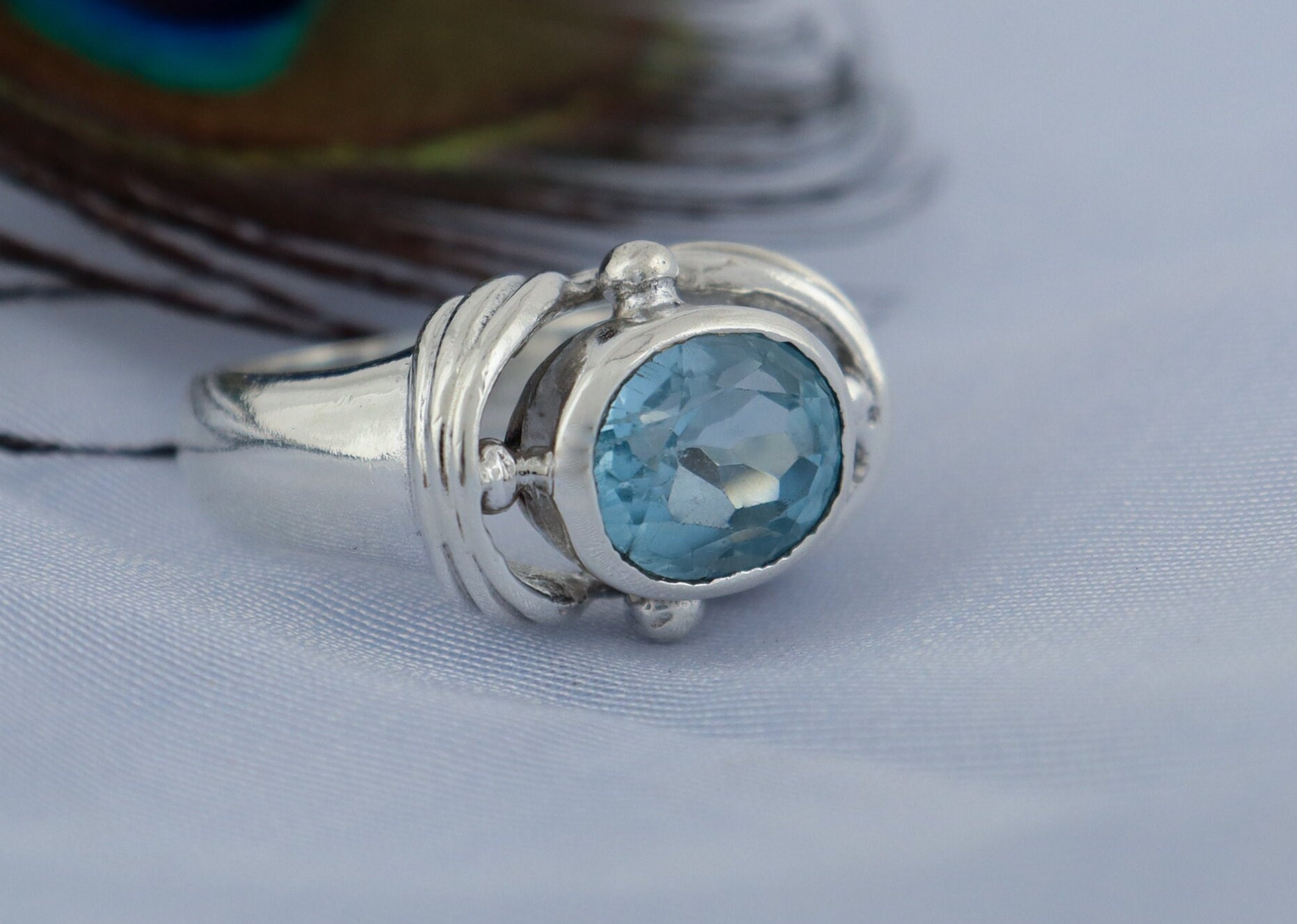 Anello Con Topazio Blu Delicato Gems Vibes, In Argento - Foto 8