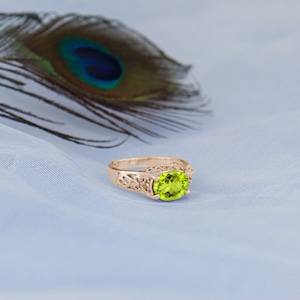 Natural Peridot Ring In 18k Solid Gold Ring August Birthstone Ring Green Gemstone Ring Women Ring Oval Shape Ring Birthday Gifts