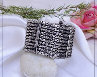 Pulsera bizantina de plata, pulsera de cadena de plata de ley 925, pulsera oxidada grabada en plata para mujer, regalos de pulsera vintage para ella
