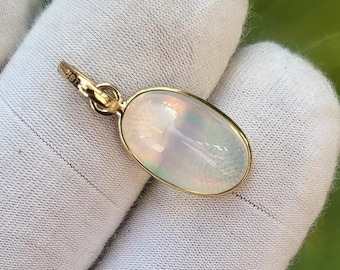 Dainty Pendant Long Pendant Ethiopian Opal Pendant In 18k Solid Gold Pendant Handmade Pendant Anniversary Gifts For Someone