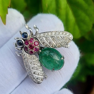 Exquisite Diamond Brooch, Ruby Brooch, Sapphire Brooch Emerald Brooch In 14k Solid Gold Brooch Bee Brooch Birds Brooch Handmade Brooch Gifts