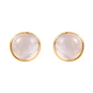 AAA Natural Round Cabochon Moonstone Earrings in 18k Solid Yellow Gold For Women Bezel Setting Earrings Handmade Earrings Moonstone Jewelry