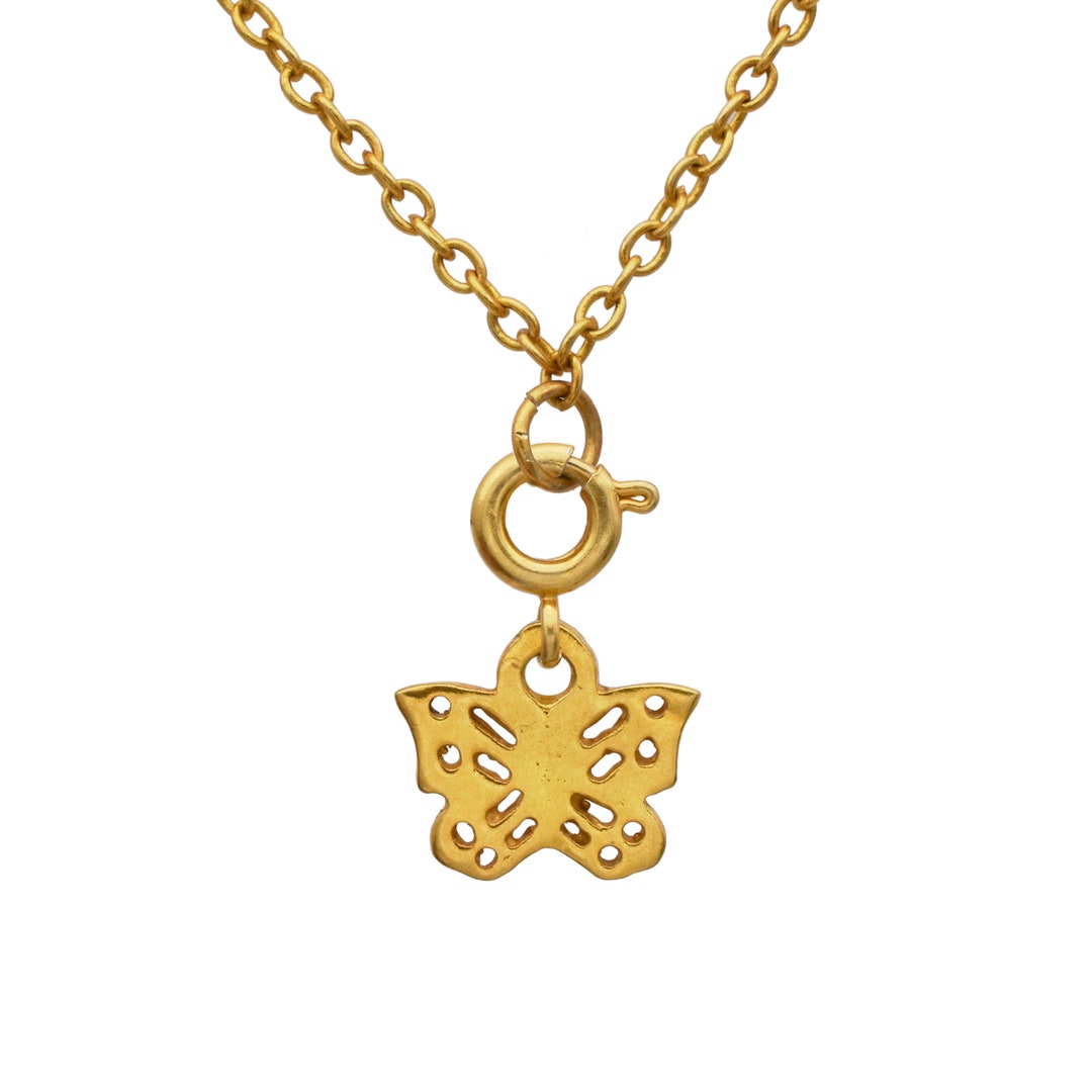 Butterfly Pendant in 18k Solid Gold Butterfly Charm Pendant Etsy
