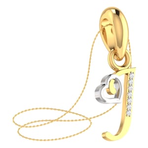 Colgante con inicial J en oro de 18 quilates, colgante de diamantes pavé, colgante con dije de diamantes, colgante con alfabeto J, dije inicial con letra J