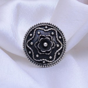 925 Sterling Silver Oxidized Ring, Handmade Silver Ring for Women, Statement Ring Gift for Her, Silver Beaded Ring for Anniversary Gift Idea