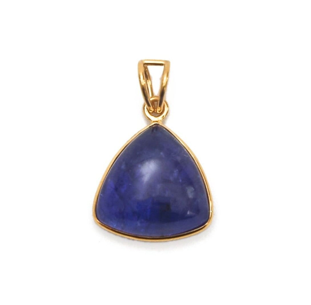 Natural Tanzanite Pendant Trilliant Cabochon Pendant in 18k Solid Yellow Gold For Women December Birthstone, Purple Gemstone Bezel Pendant