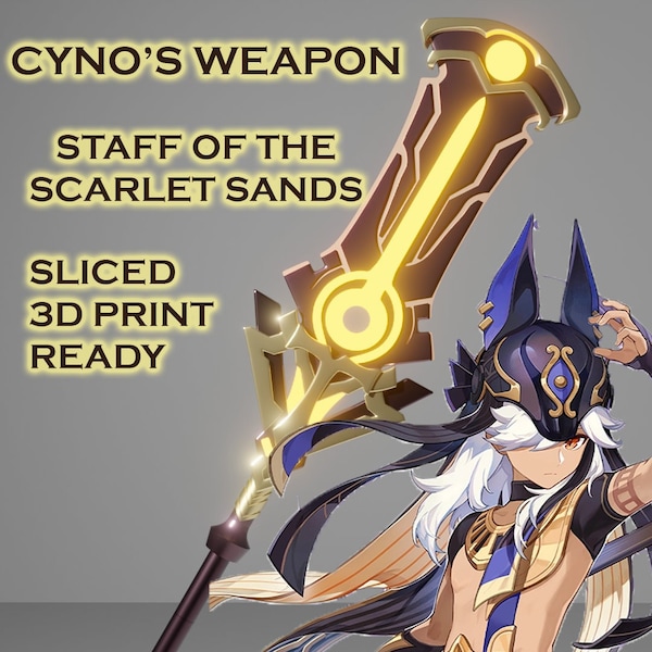 Cyno Weapon -- Genshin Impact Cosplay -- Staff of the Scarlet Sands -- 3D Print Ready