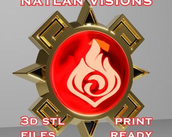 Natlan Vision Set -- Genshin Impact -- Vision Frame And 7 Vision Stone -- 3D Print Ready
