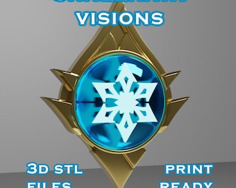 Shneznaya Vision Set -- Childe Cosplay -- Genshin Impact -- Vision Frame and 7 Different Stone