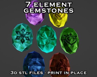 Genshin Impact Gemstones 7 Element Print Ready