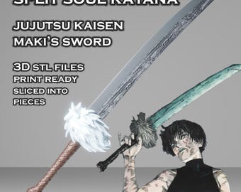 Maki Sword -- Jujutsu Kaisen -- Split Soul Katana -- 3D Printable Cosplay Prop