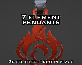 7 Element Pendants -- Genshin Impact -- 3D Print Ready -- Ornament