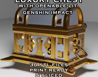 Jewelry Box -- Luxurious Chest With Openable Lid -- Genshin Impact -- 3D Print Ready