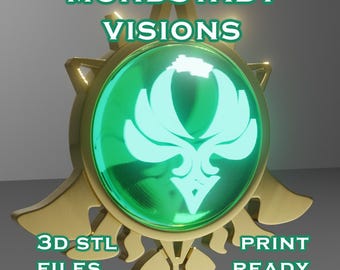 Mondstadt Vision Set -- Genshin Impact -- Vision Frame and 7 Different Stone