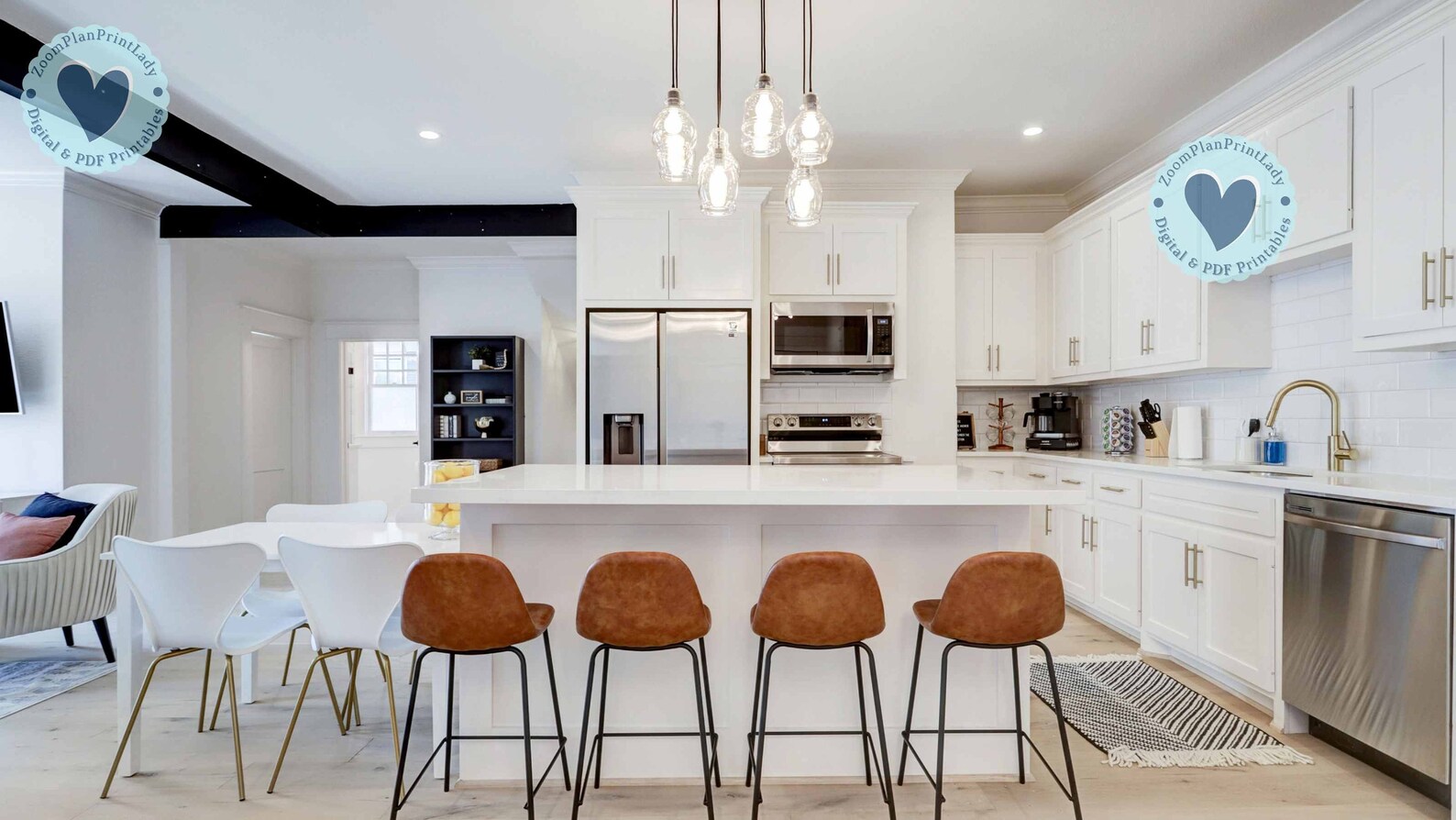 Clean Kitchen Zoom Background, Airy Aesthetic Zoom Call, Conference