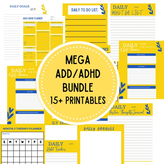 ADD/ADHD Planner Mental Health Organizer Fitness Tracker Etsy
