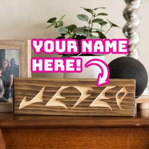 Personalized Klingon Name Sign: Carved Wood Star Trek Decor, Custom Plaque