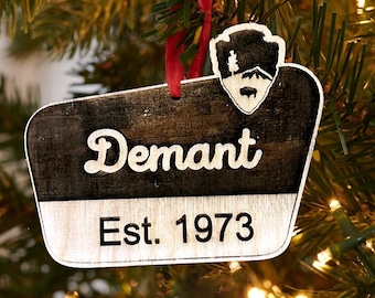 Personalized National Park Sign Ornament, Custom Wood Ornament.  Any name on a custom carved ornament.