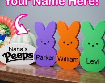 Personalized Easter Peeps Decorations: Custom Name Signs, PLA Plastic Easter Decor