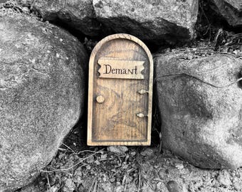 Custom Carved Name Fairy Door | Handmade Garden Decor